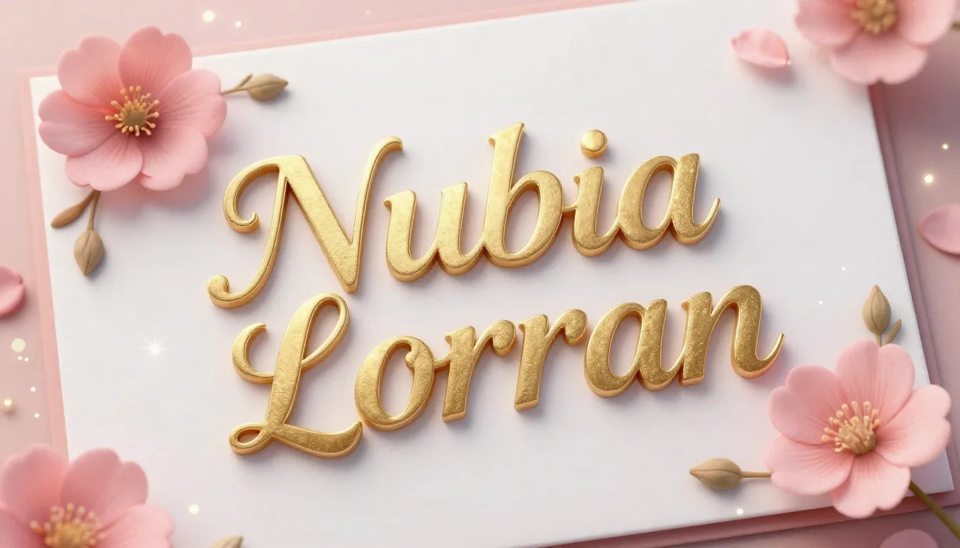 A beautiful birthday card with the name 'Nubia Lorran' writt...