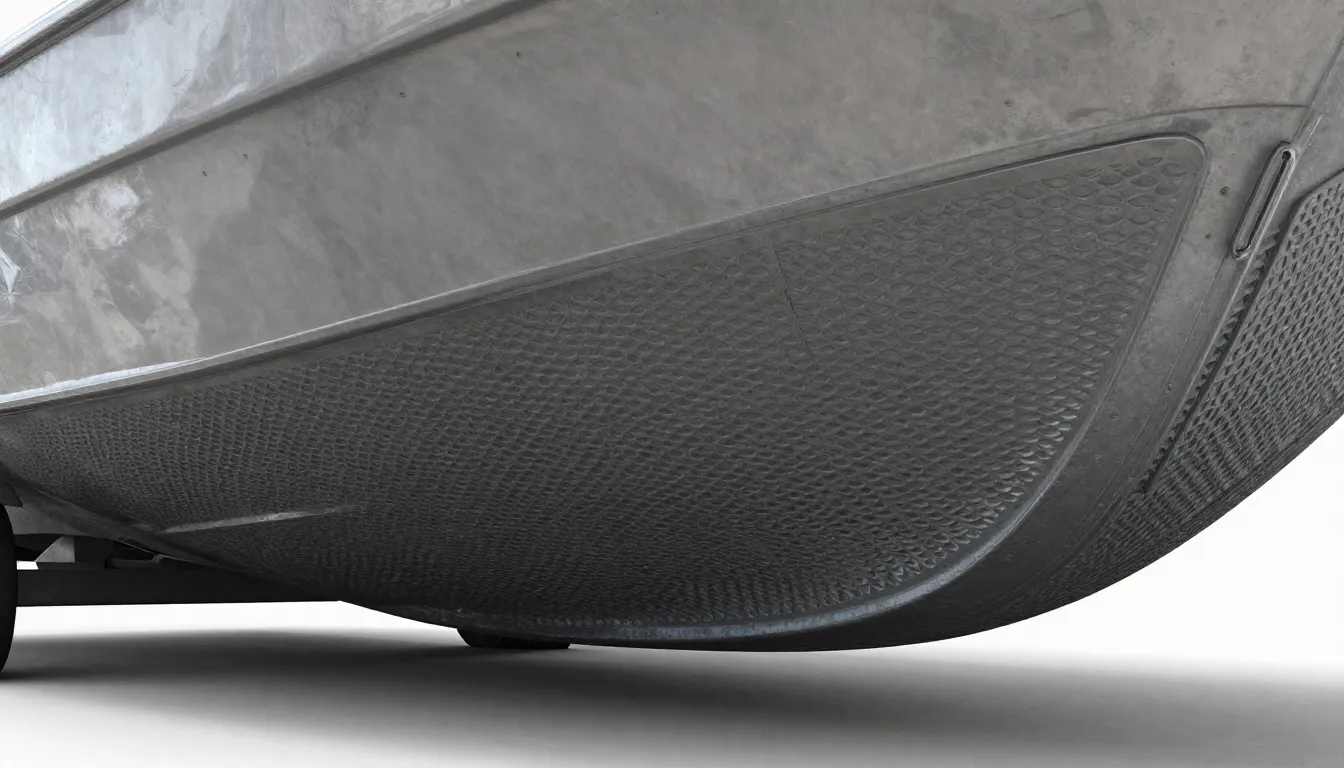 Detailed view of protective plastic scales on the bottom of ...