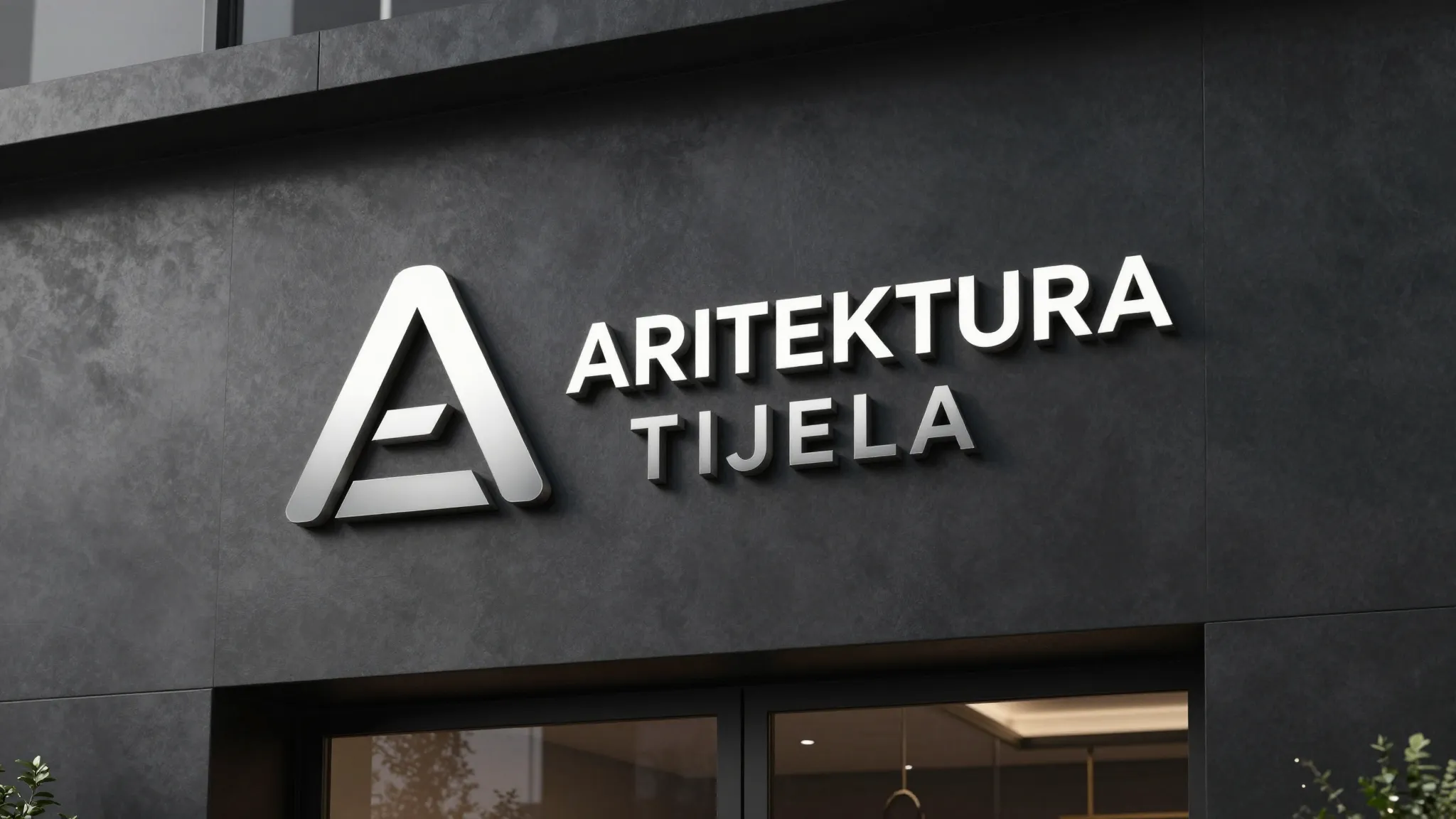 A modern and sleek logo for a brand named 'ARHITEKTURA TIJEL...
