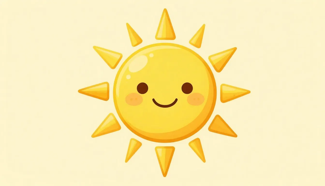 A bright yellow sun with a friendly smiling face, minimalist...