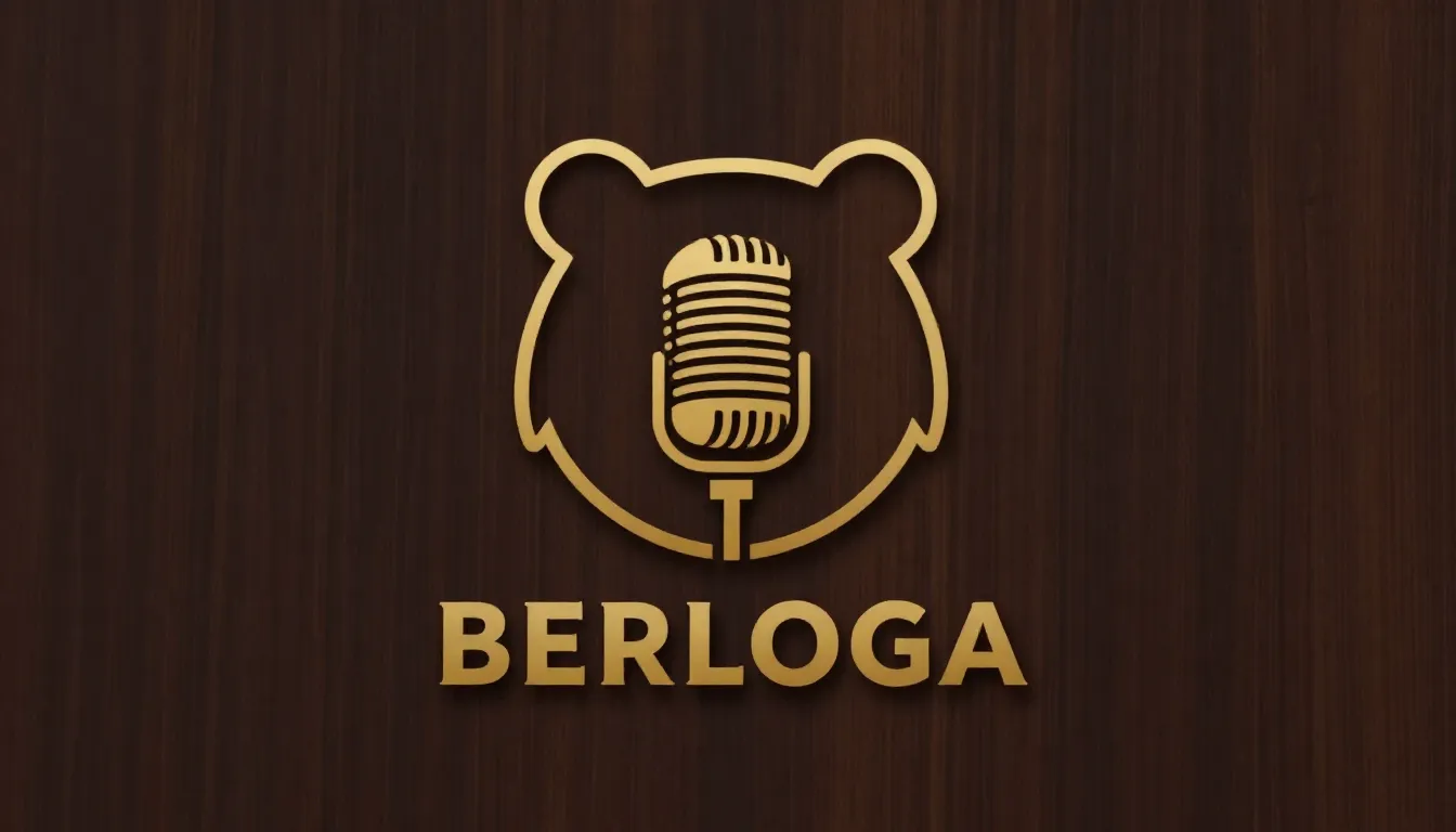 Minimalist logo for 'BERLOGA', a stylized bear head silhouet...