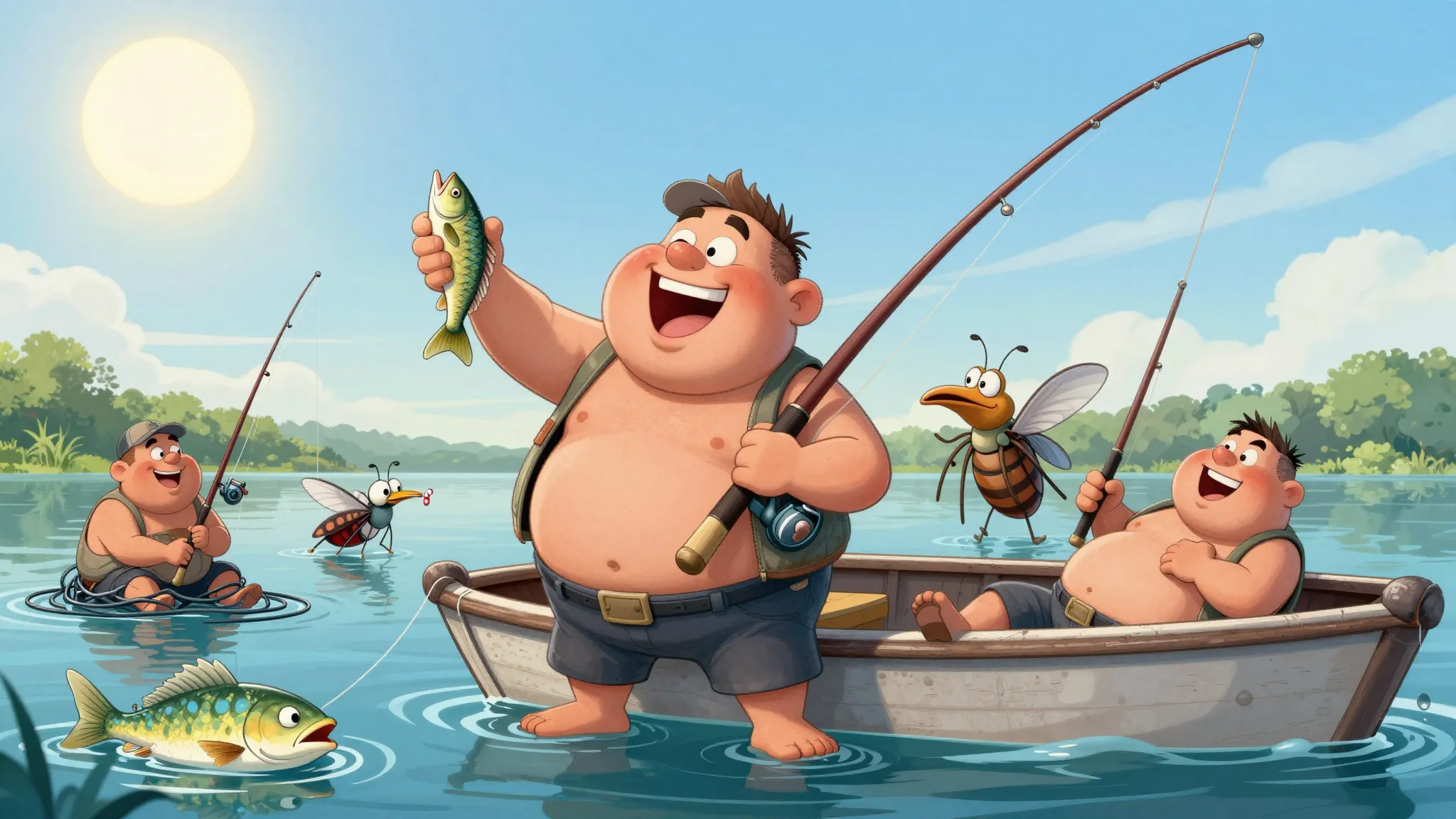 A humorous caricature for 'Fisherman's Day'. A very enthusia...