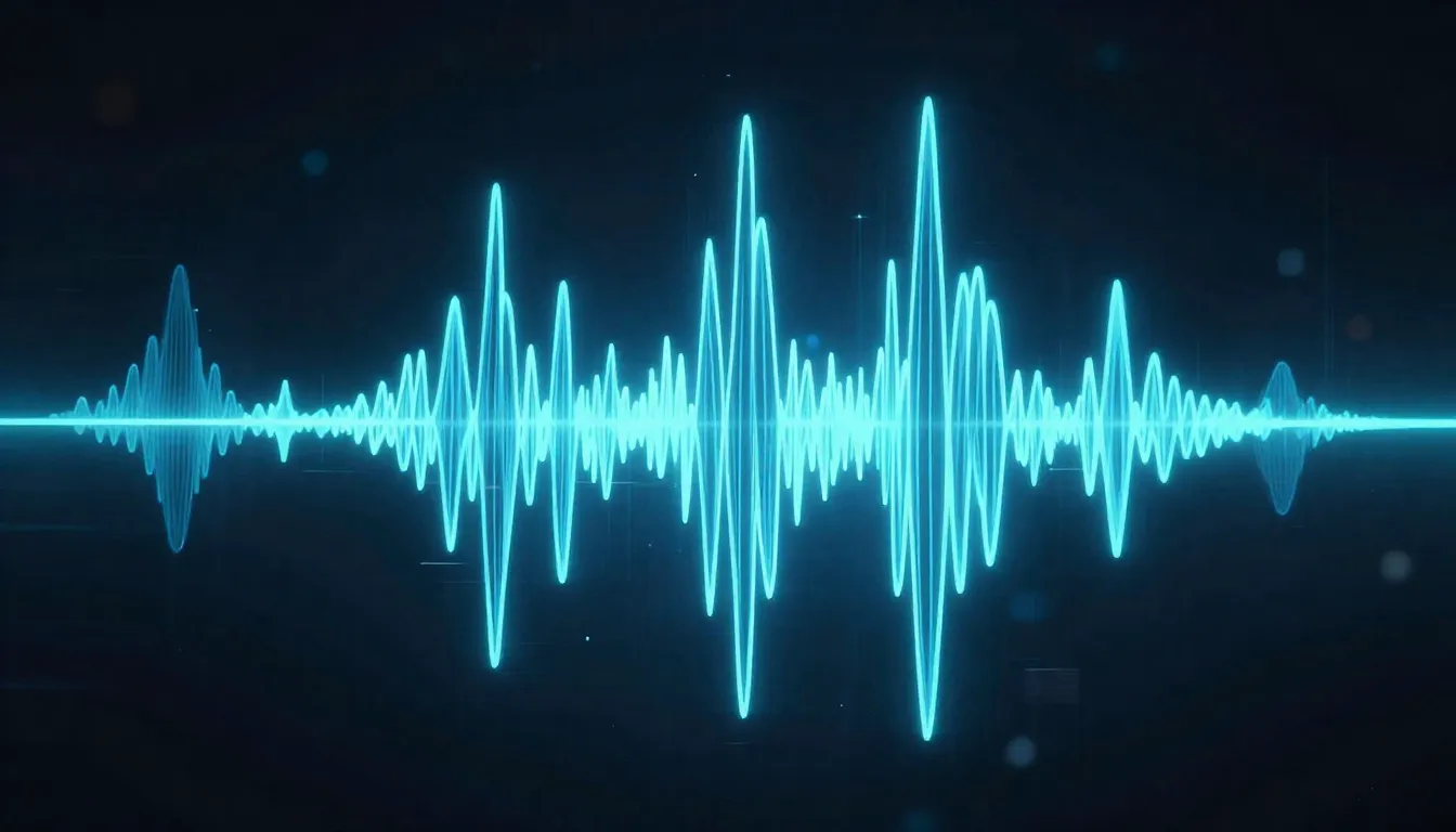 Abstract visualization of sound waves and frequency patterns...