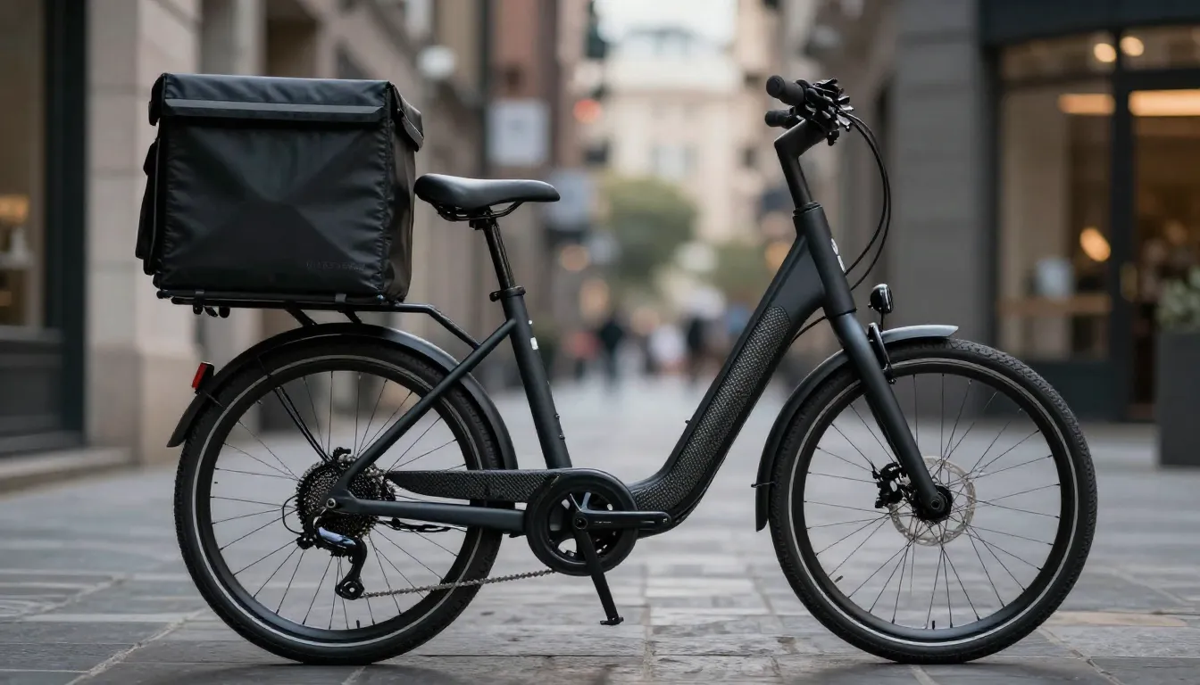 Modern high-end electric bicycle for couriers, sleek carbon ...