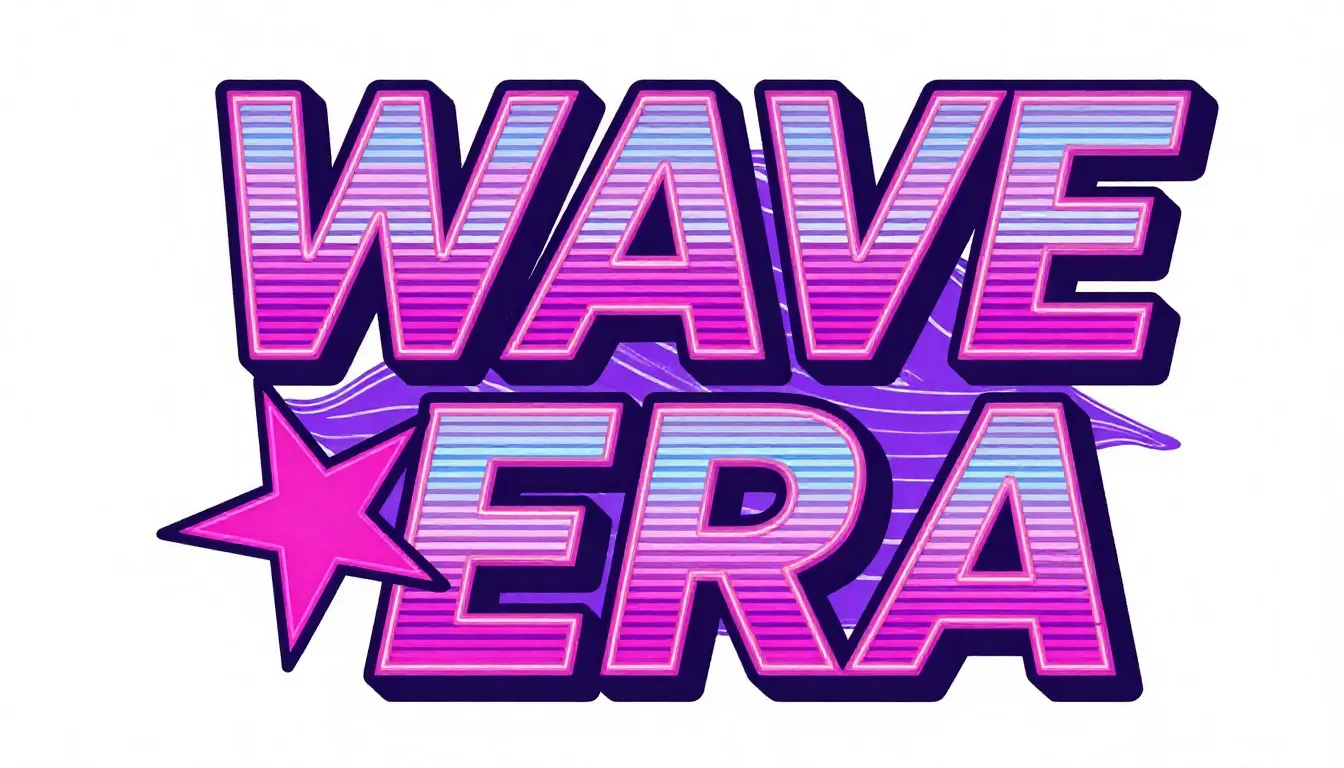Bold graphic print for a t-shirt, 'WAVE ERA' text in stylize...