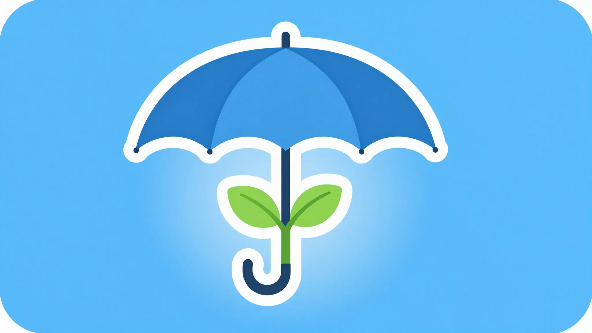 Iconic badge design of an open umbrella protecting a small s...
