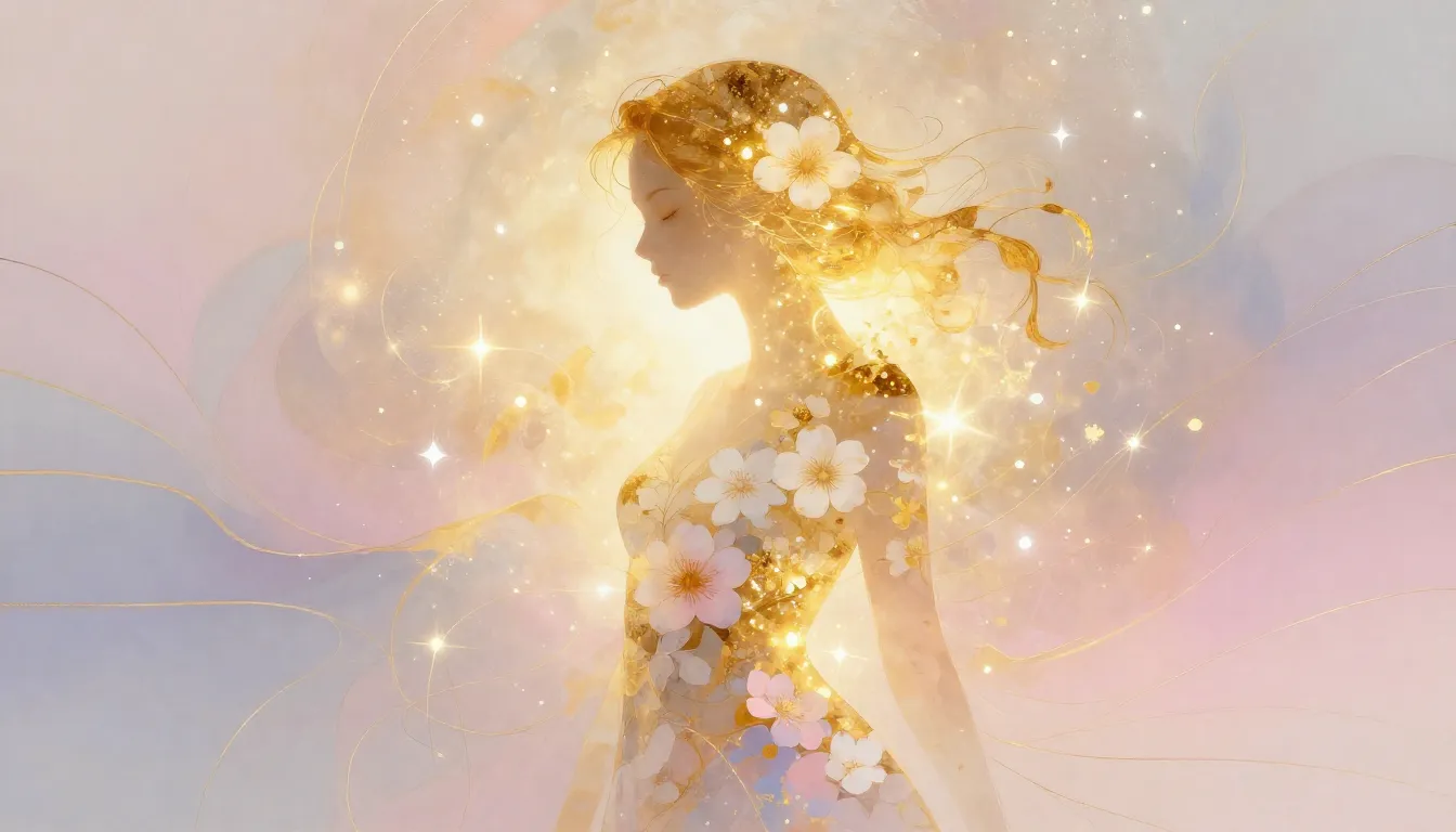 Abstract artistic representation of female wholeness, a silh...