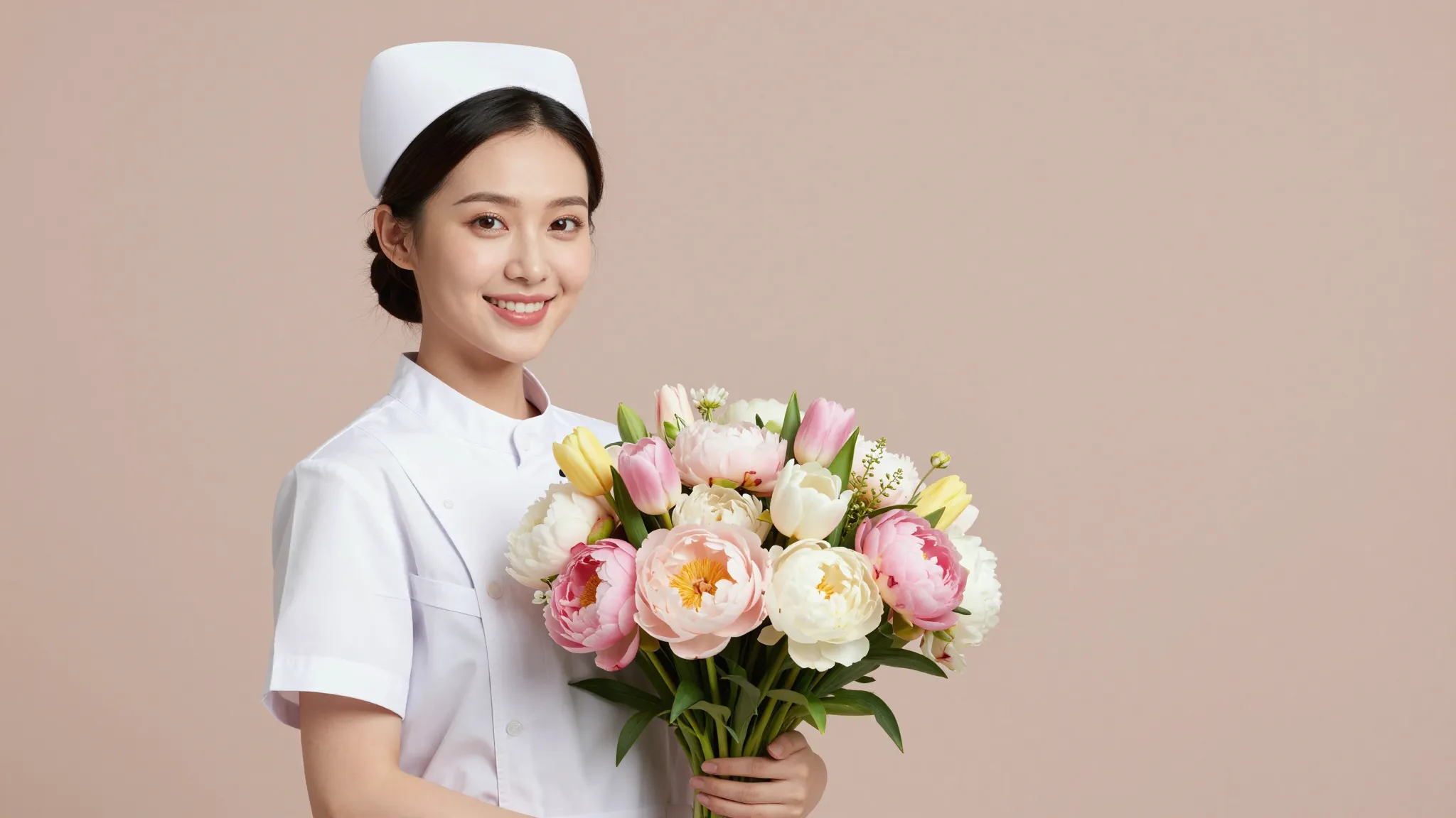 Professional studio portrait of a beautiful young nurse in a...