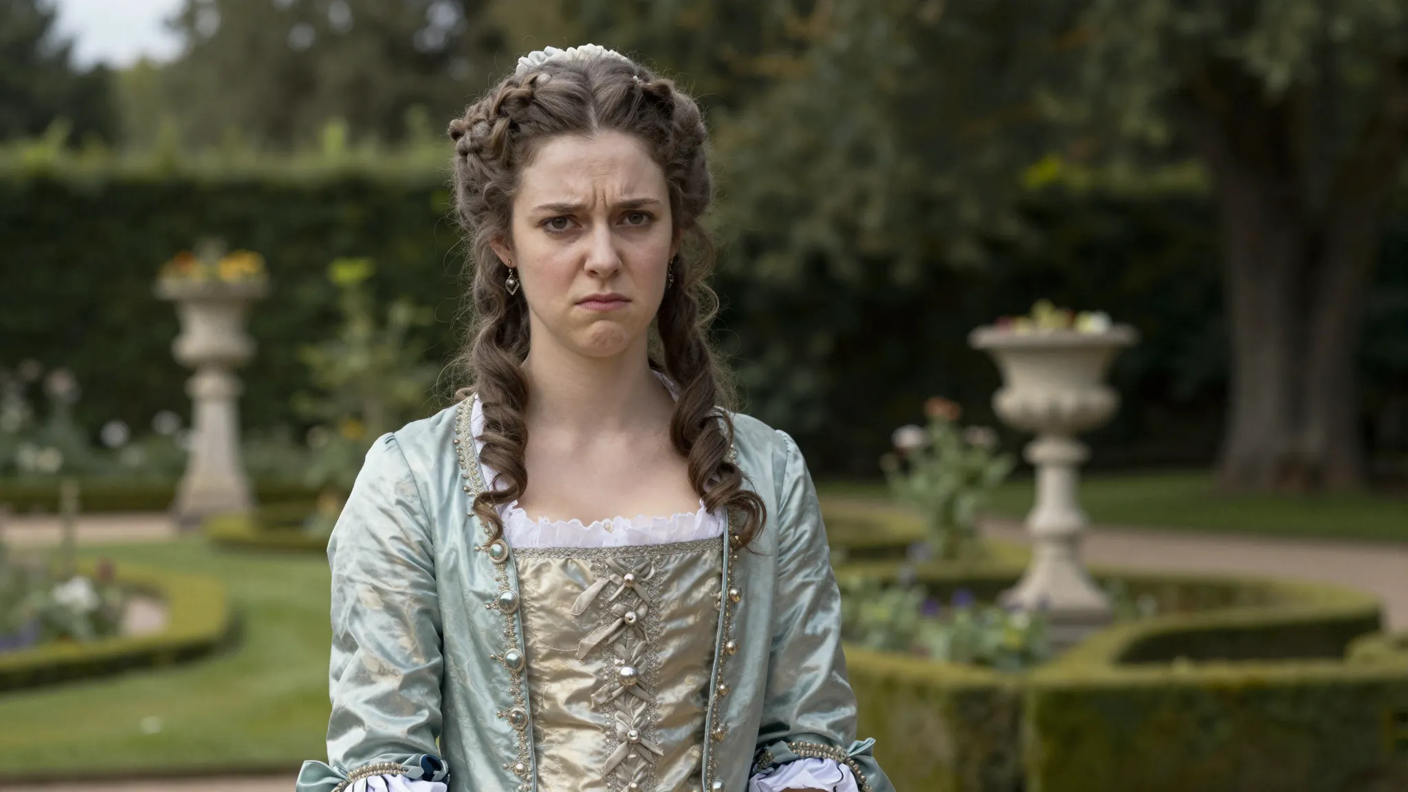 A young French noblewoman from 1660 with beautiful features ...