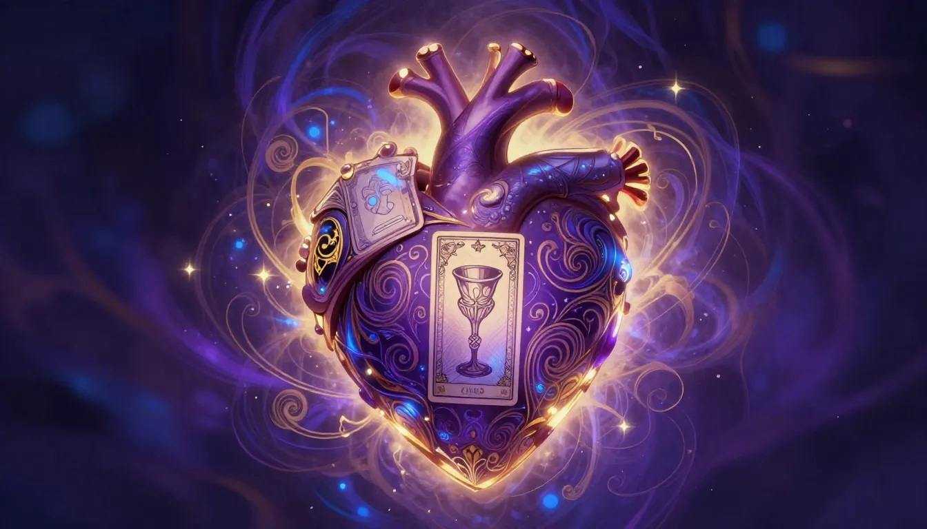 A mystical, glowing heart surrounded by intricate, swirling ...