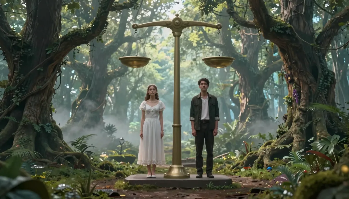 A man and a woman of exactly the same height standing togeth...