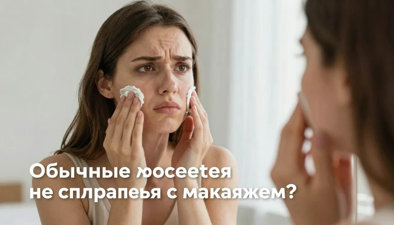 A woman looking frustrated while trying to remove stubborn m...