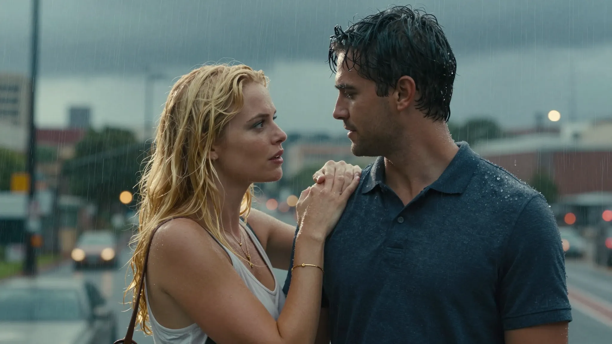 Vibrant and emotional scene under a summer storm. A stunning...