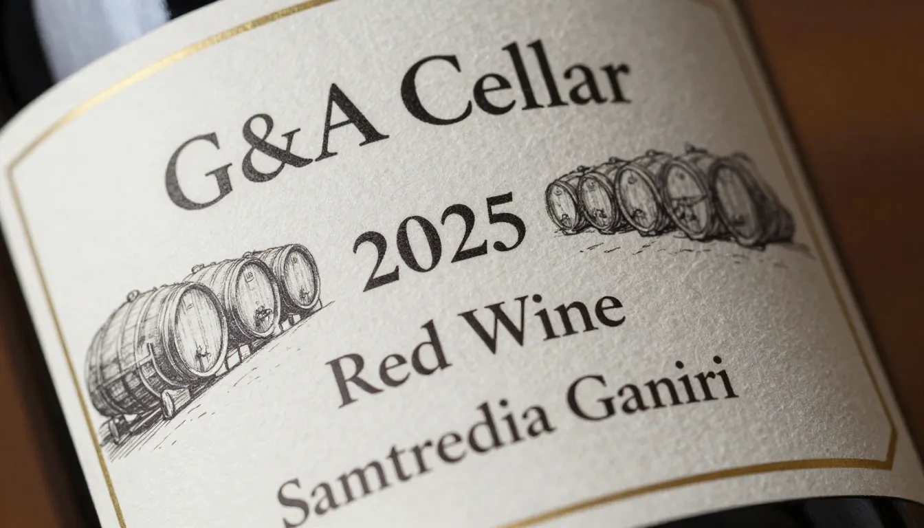 Close-up of a premium wine label with a vintage aesthetic. H...