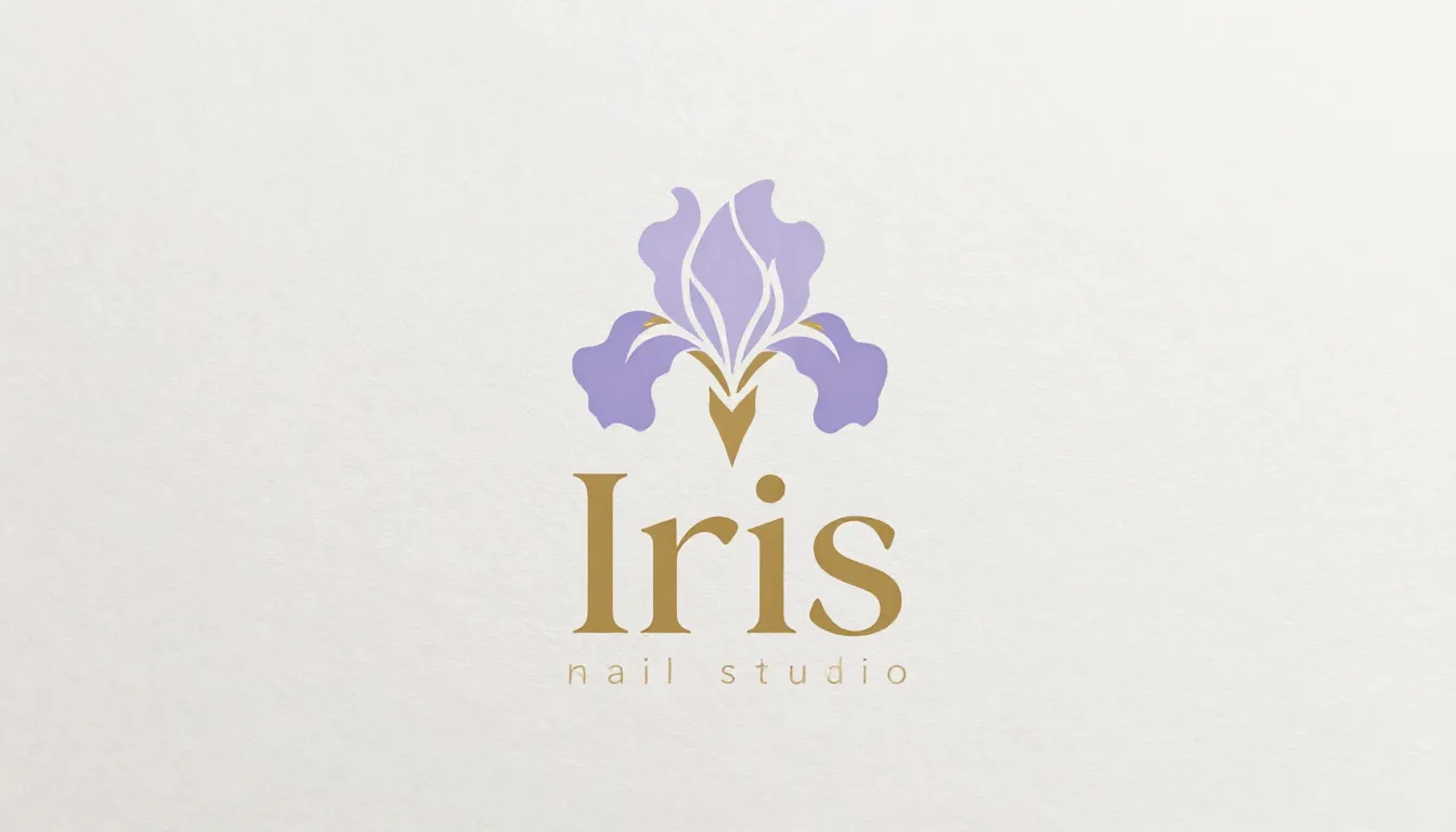 Elegant logo design for a nail studio named 'Iris', minimali...