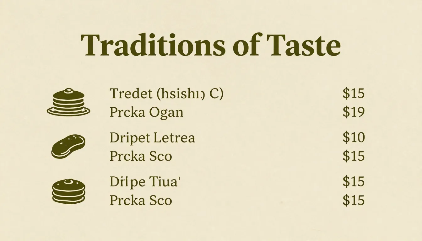 Graphic design for a price list titled 'Traditions of Taste'...
