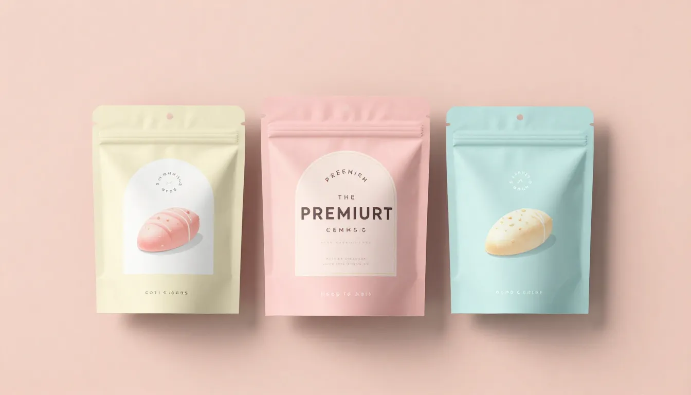 Minimalist and modern packaging design for a premium candy b...