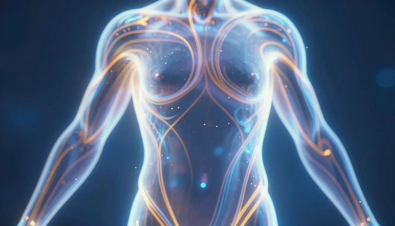 Abstract visualization of glowing energy streams flowing thr...