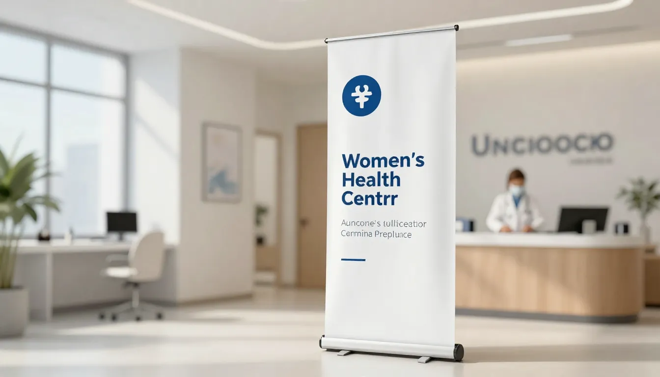 Professional medical banner for a women's health center, mod...