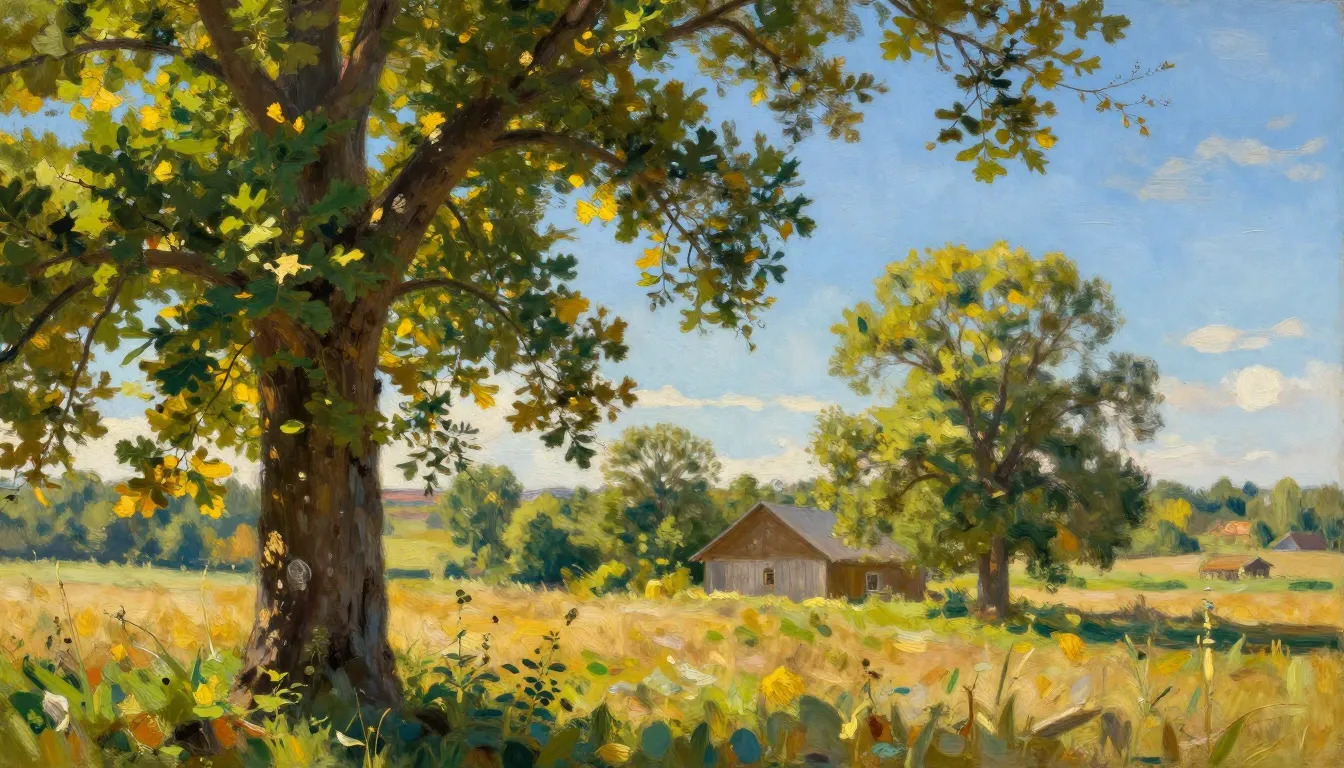 A sunny Russian countryside landscape in early summer, golde...