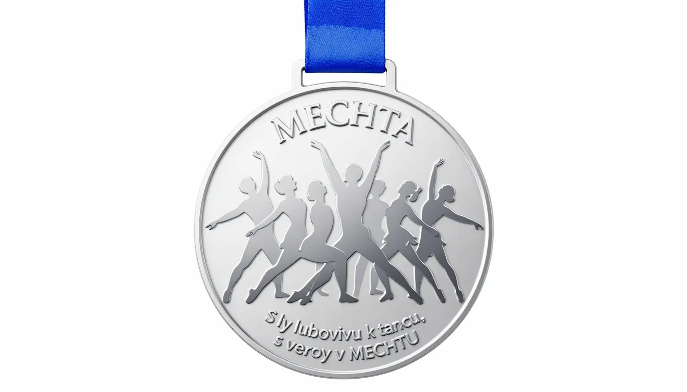 A round transparent acrylic medal with laser engraving. In t...