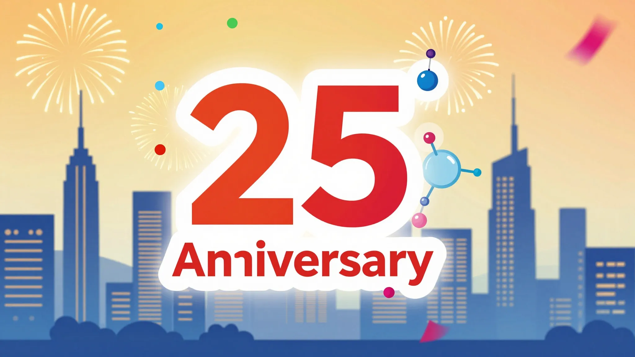 Bright festive poster background for a city holiday, 25 year...