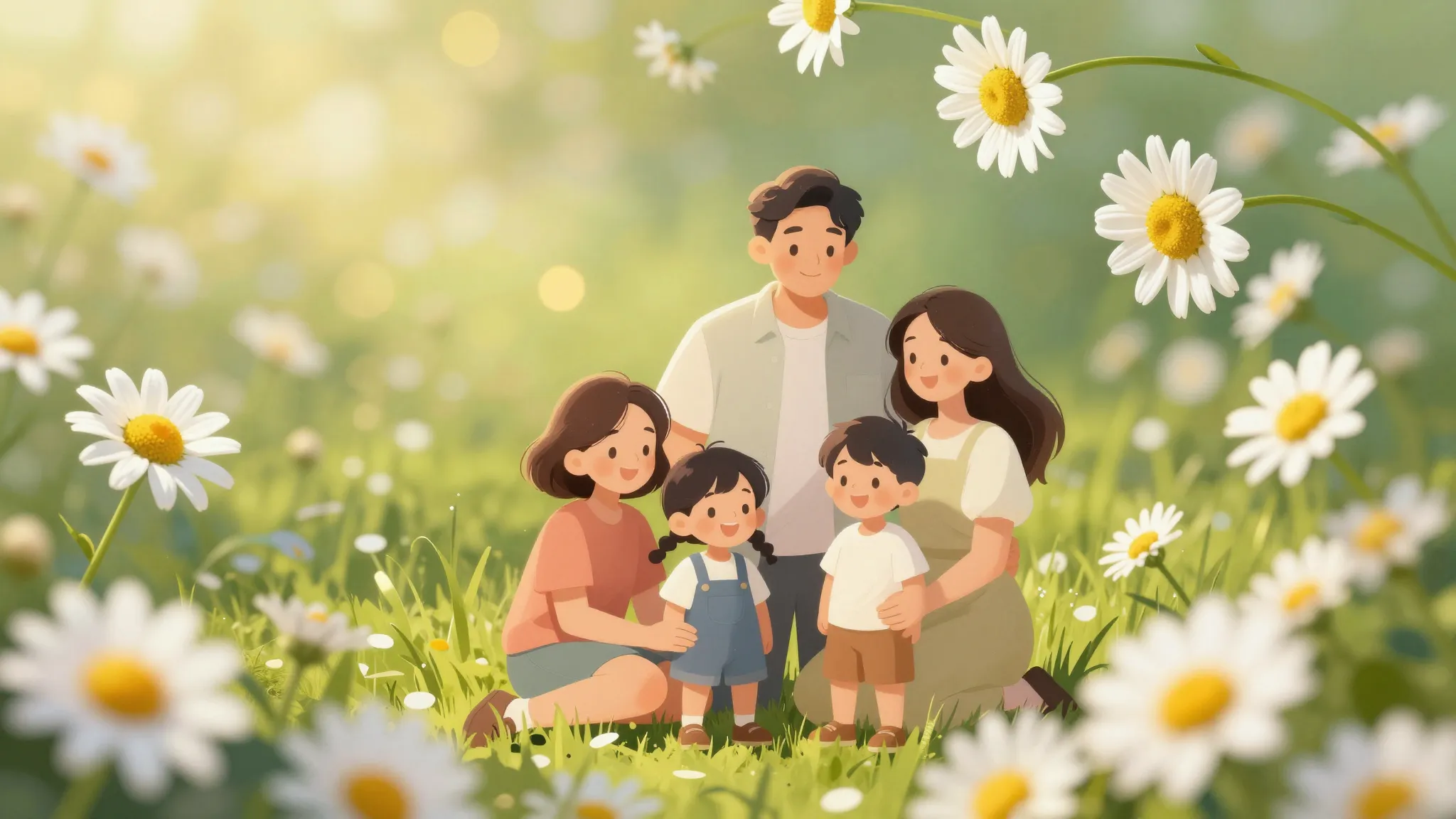 A beautiful digital illustration of a family holiday poster,...