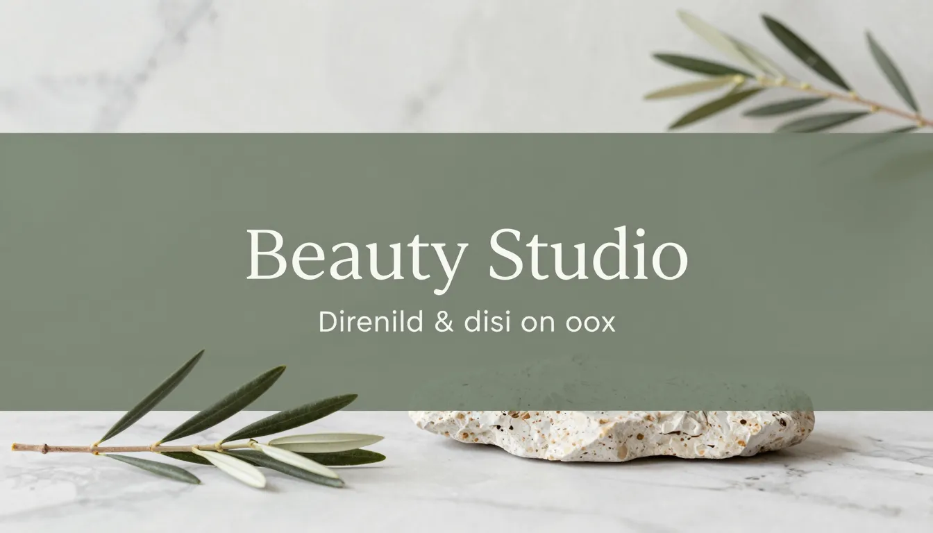 Elegant minimalist banner for a beauty studio, olive green a...