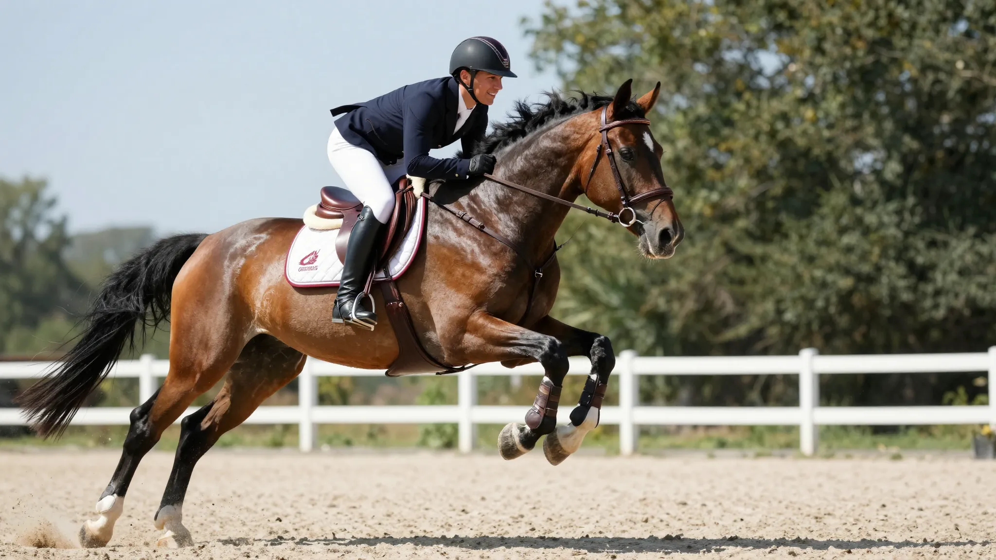 A beautiful and dynamic image of a rider on horseback, perha...