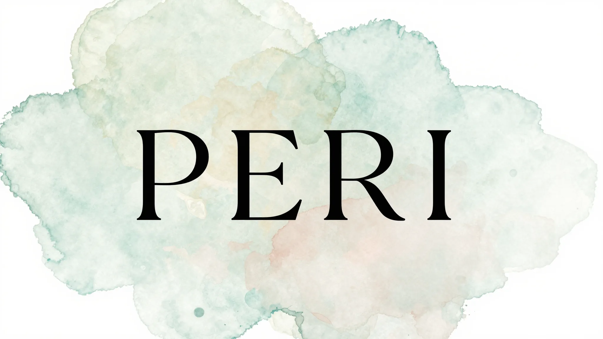 Elegant logo design for a brand named 'PERI', artistic water...