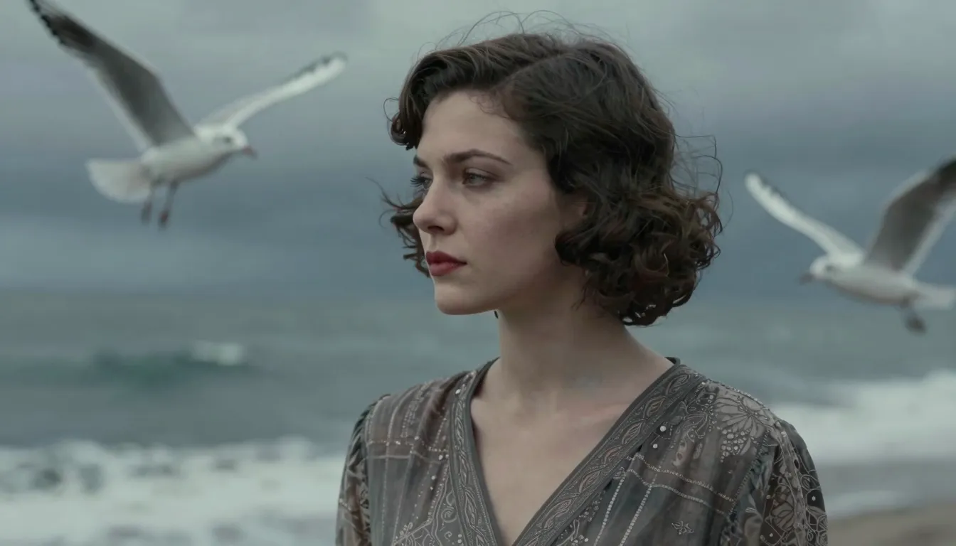 Artistic portrait of a woman with short hair in 1920s style,...