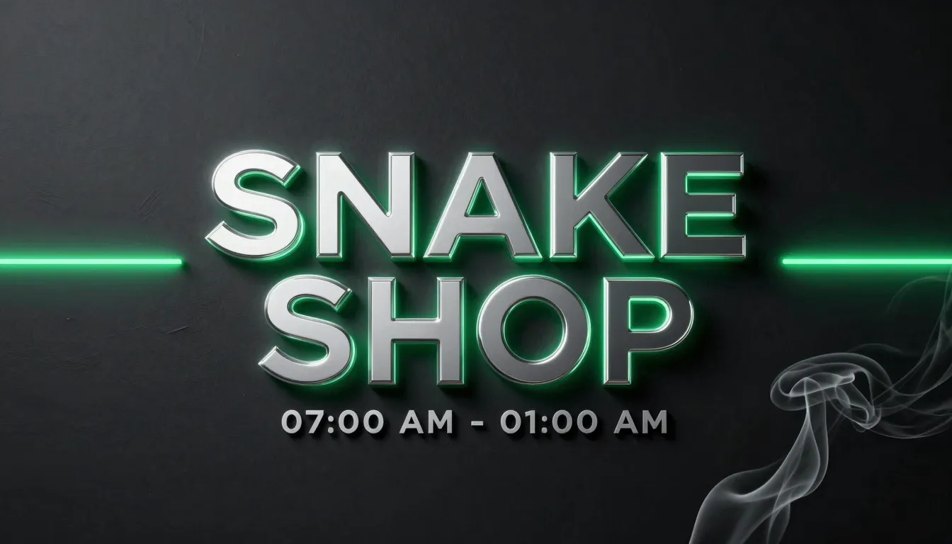 Ultra-modern retail banner for 'SNAKE SHOP', minimalist luxu...