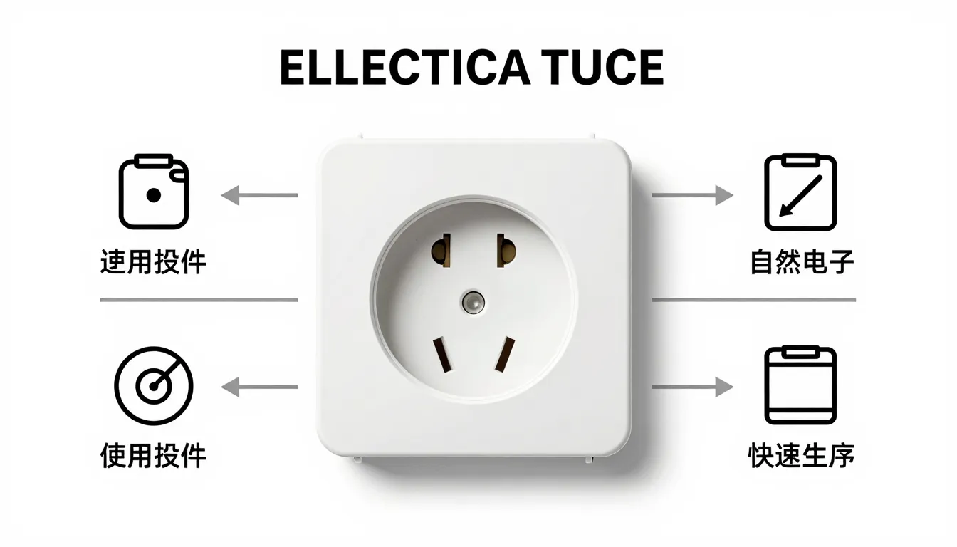 Infographic template for electrical sockets, showing technic...