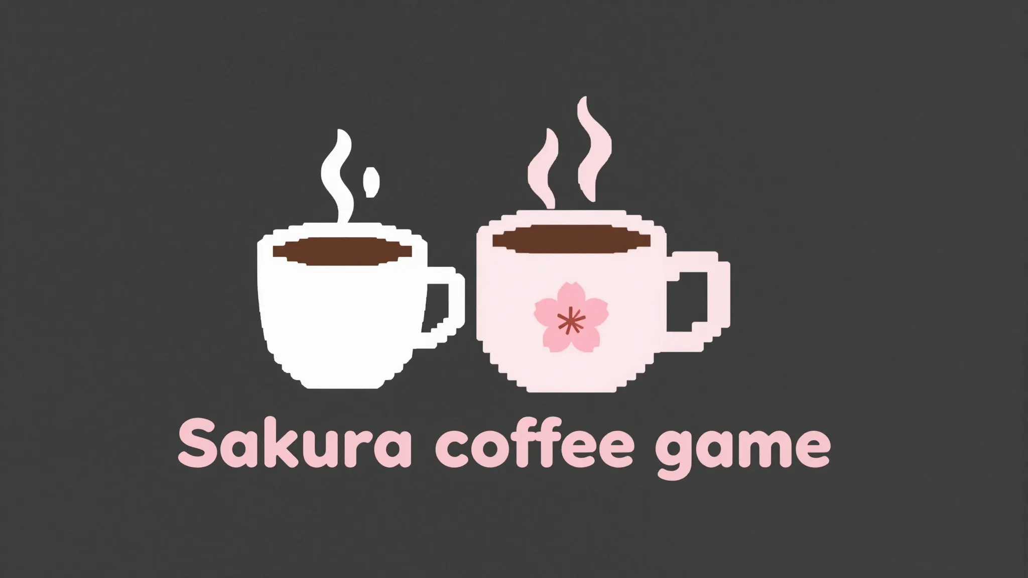 Minimalist logo for 'Sakura coffee game'. Pixel art icon of ...