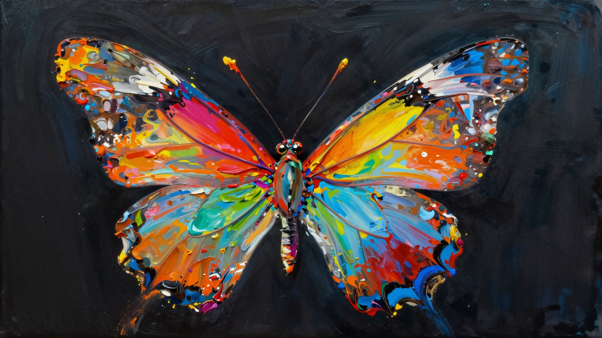 Abstract art piece representing metamorphosis, vibrant splas...