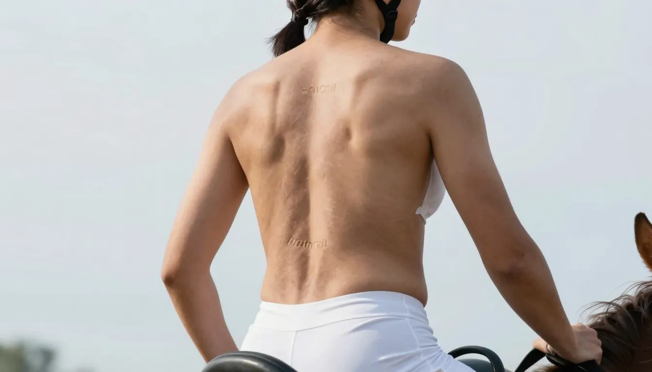 A close-up of a child's back muscles being subtly engaged wh...