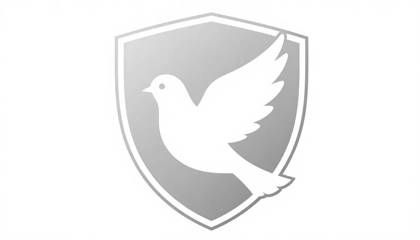 Minimalist logo design, a stylized white dove integrated int...