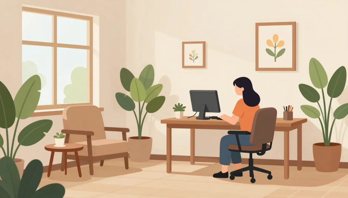 A cozy and welcoming psychological office in a college, soft...