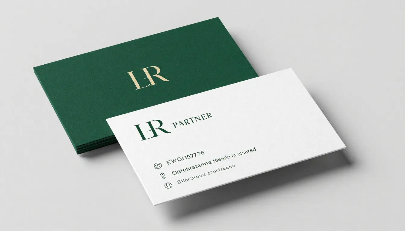 Professional business card design for LR partner, elegant wh...