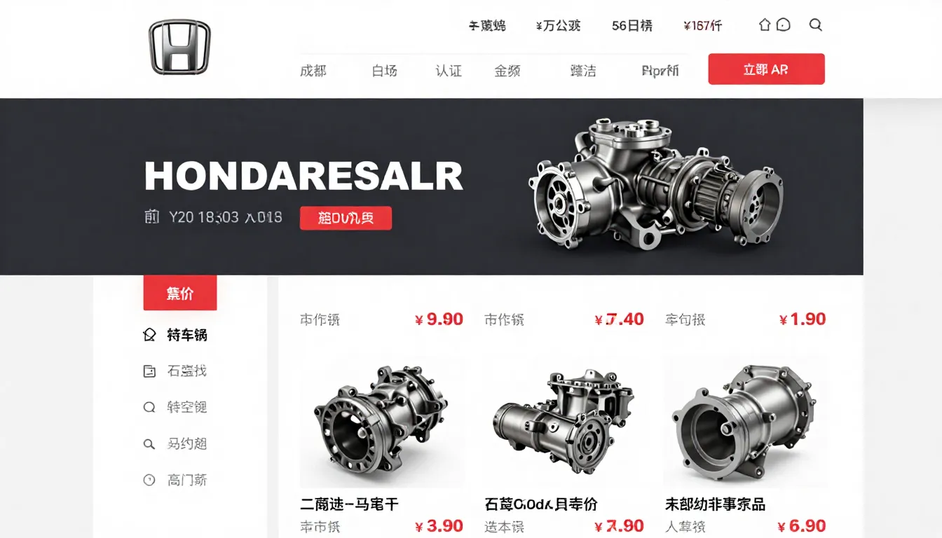 A screenshot of a modern car parts online marketplace interf...