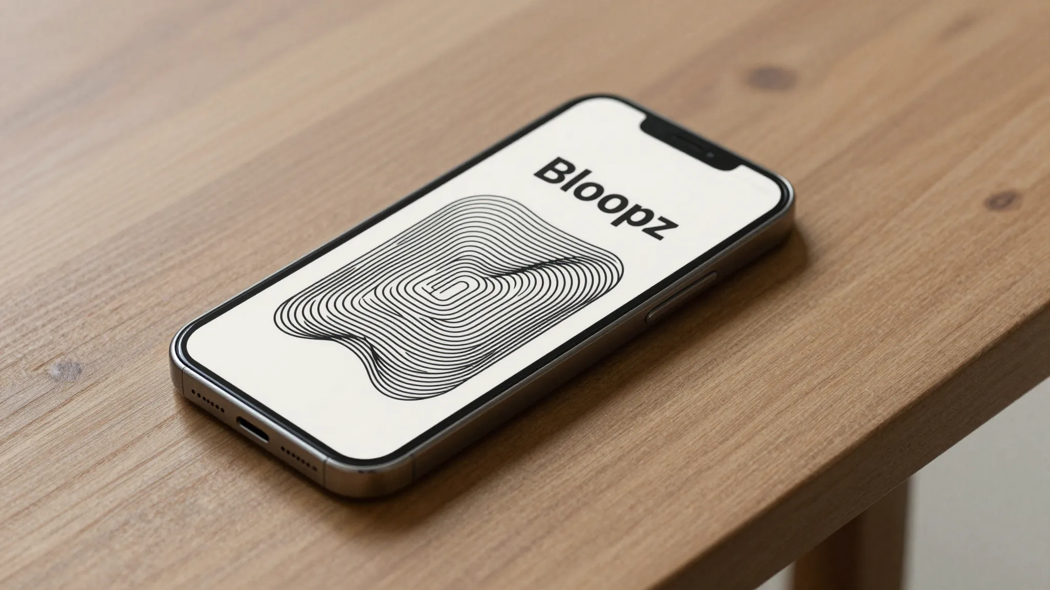 Minimalist smartphone mockup on a wooden table, the screen d...