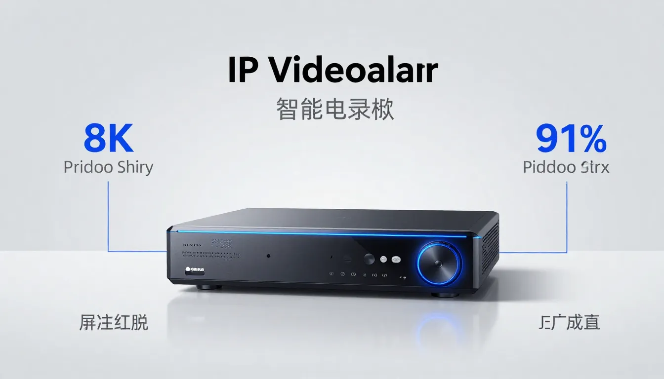 High-end tech infographic for IP Video Recorder, minimalist ...