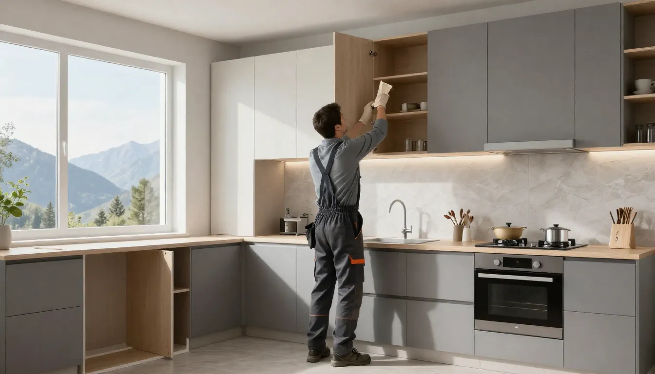 A modern kitchen interior in a house in Miass, with a profes...