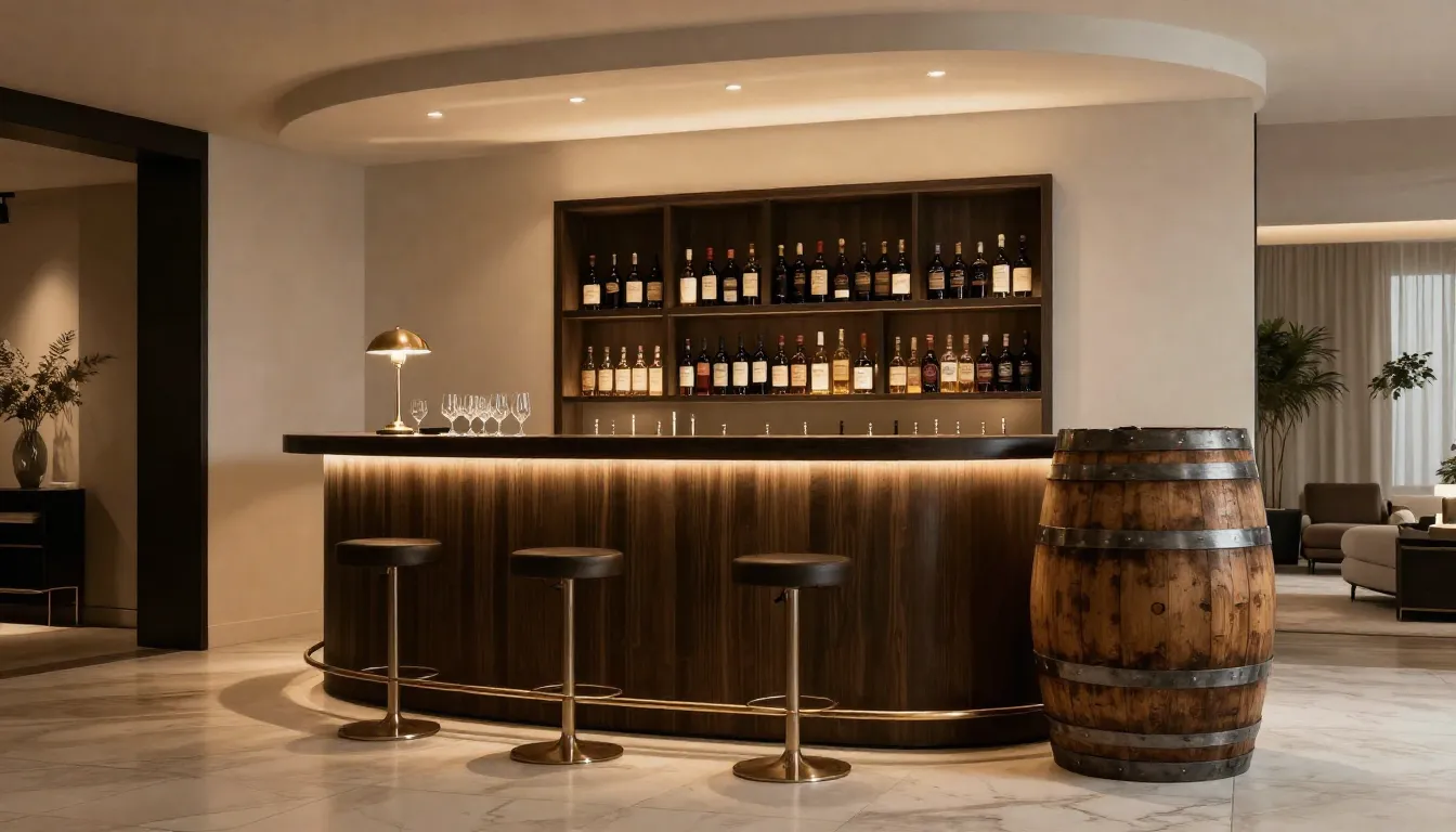 A stylish interior design concept featuring a vintage wine b...