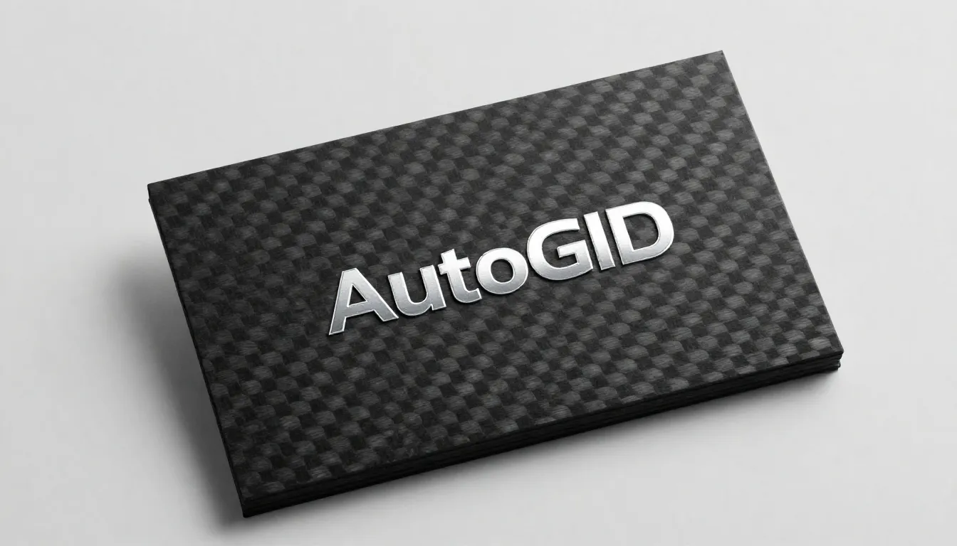 Modern business card design for 'AutoGID'. Front side featur...