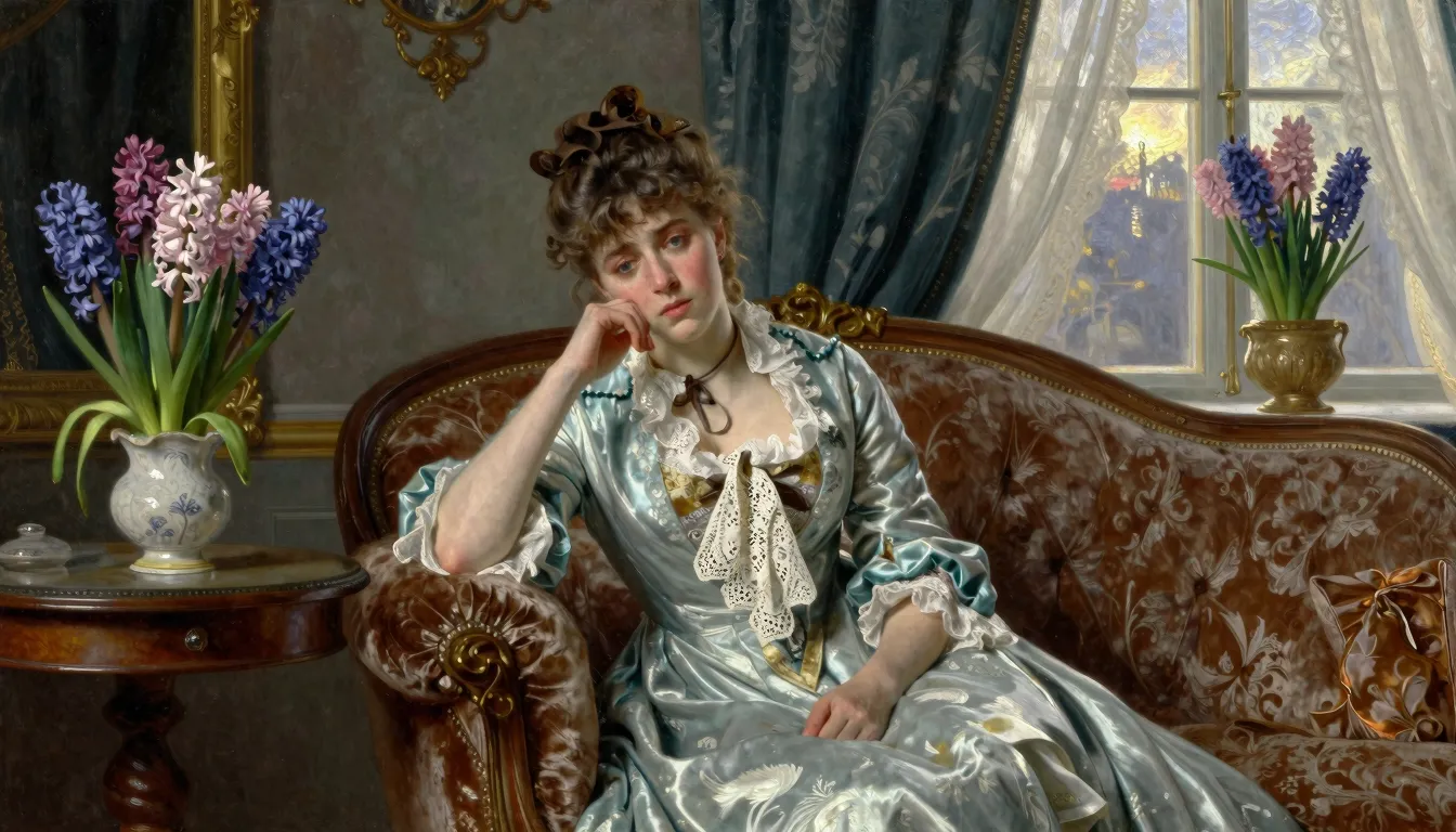 A high-quality oil painting in the style of 19th-century Rus...