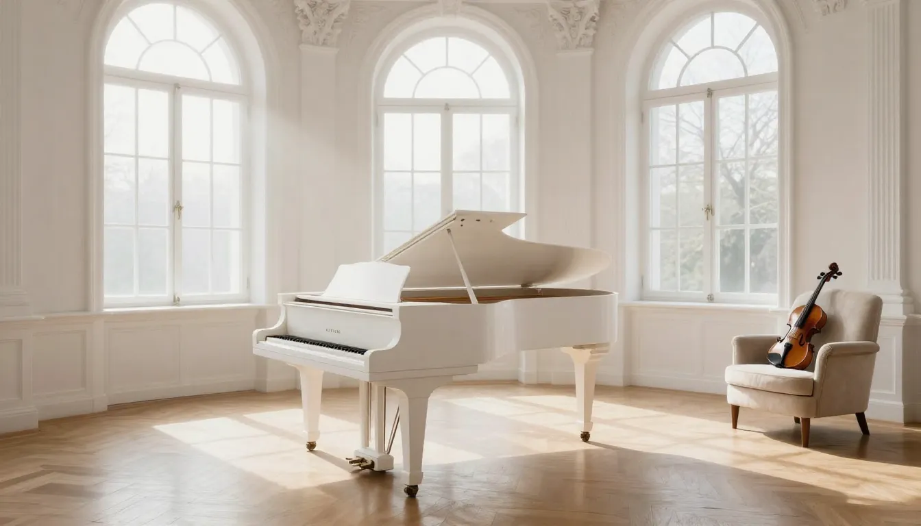 Interior of a bright, airy room with high ceilings and large...