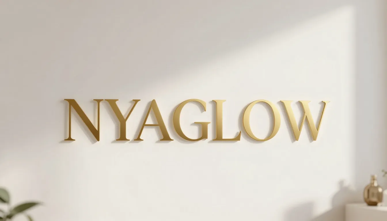 Professional logo design for a nail brand 'NYAGLOW' displaye...