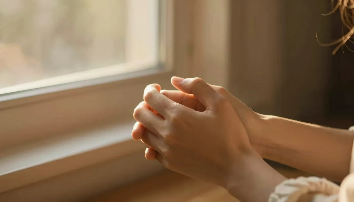 A romantic and cozy atmosphere, a couple's hands intertwined...