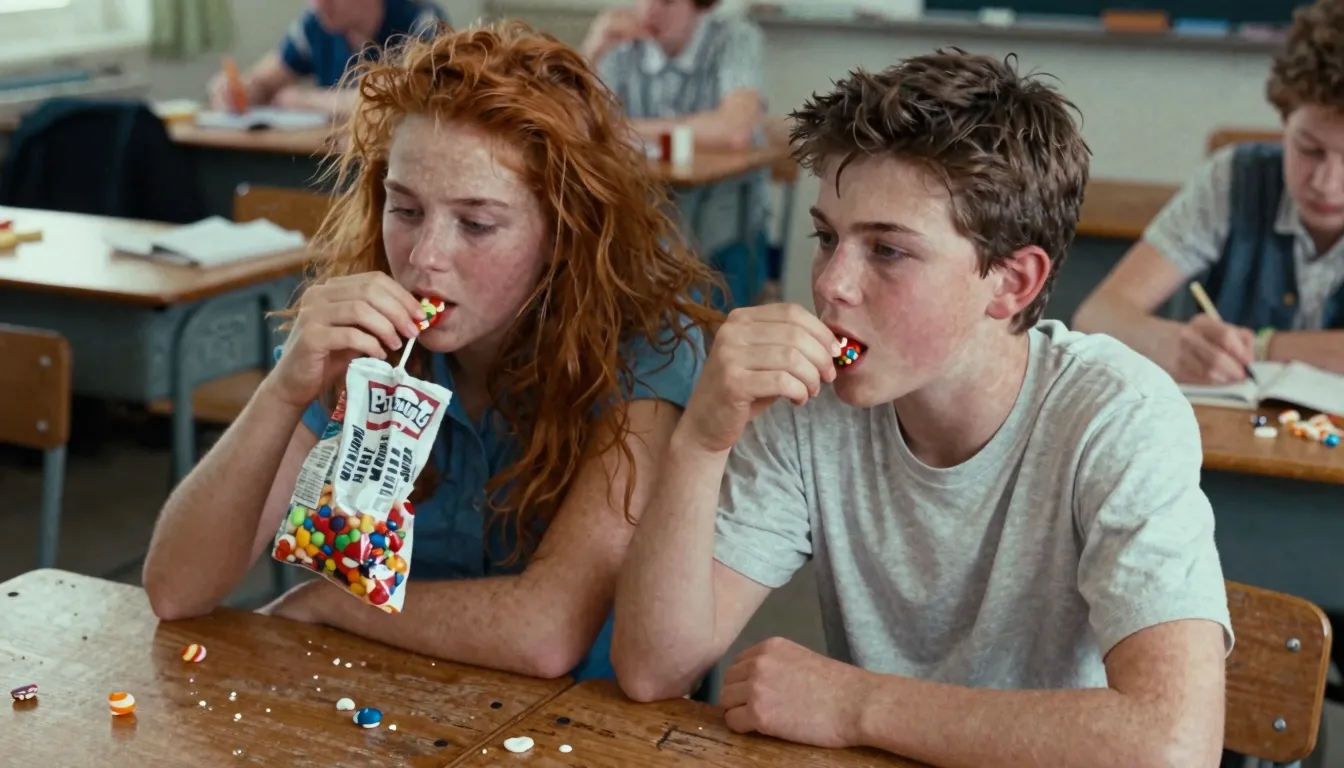 A candid, realistic shot of an ordinary-looking teenage girl...